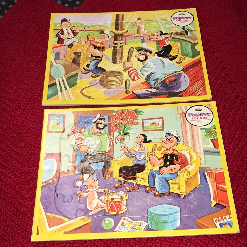 VINTAGE POPEYE INLAID PUZZLES - SET OF 2